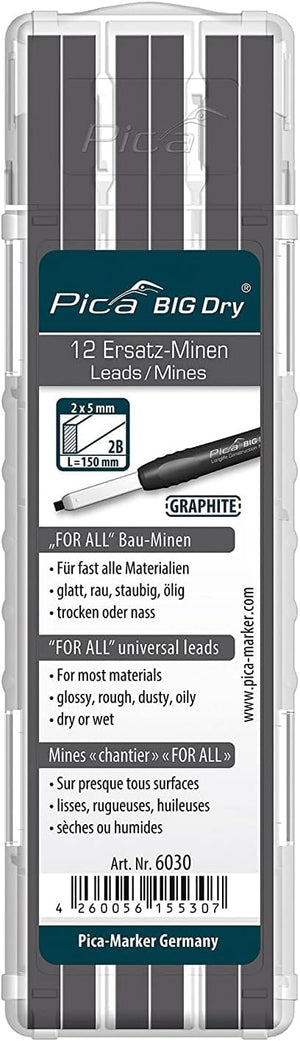 Pica BIG Dry Longlife Construction Marker Universal Graphite Refill (12/Pack)