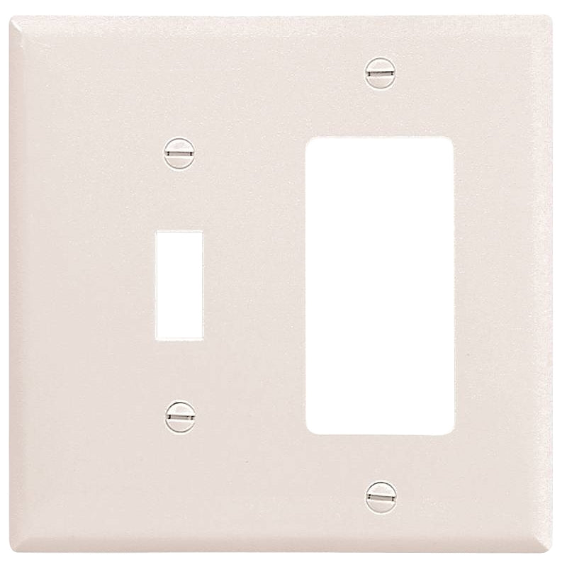 Eaton Wiring Devices 2153W-BOX Combination Wallplate, 4-1/2 in L, 4-9/16 in W, 2 -Gang, Thermoset, White