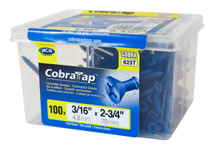 3/16"x2-3/4" Flat Head CobraTap Concrete Screws (100/Box)