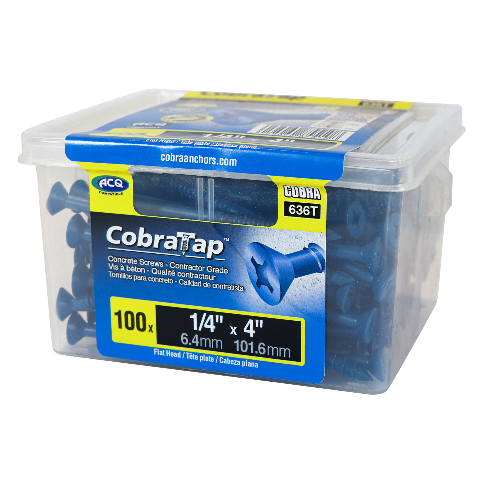 1/4"x4" Flat Head CobraTap Concrete Screws (100/Box)