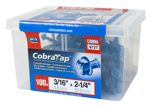 3/16"x2-1/4" Hex Head CobraTap Concrete Screws (100/Box)