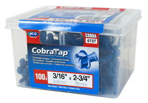 3/16"x2-3/4" Hex Head CobraTap Concrete Screws (100/Box)