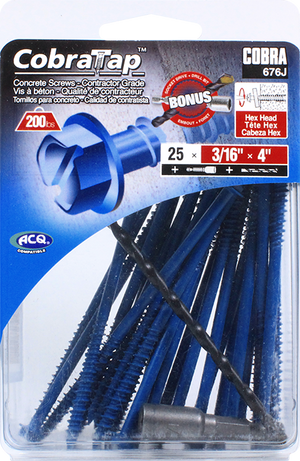 3/16"x4" Hex Head CobraTap Concrete Screws (25 Pack)