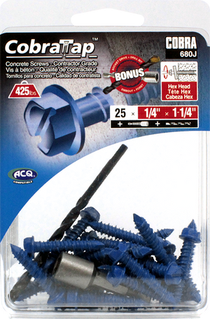 1/4"x1-1/4" Hex Head CobraTap Concrete Screws (25 Pack)