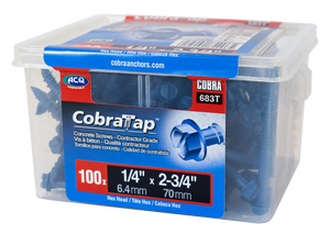 1/4"x2-3/4" Hex Head CobraTap Concrete Screws (100/Box)