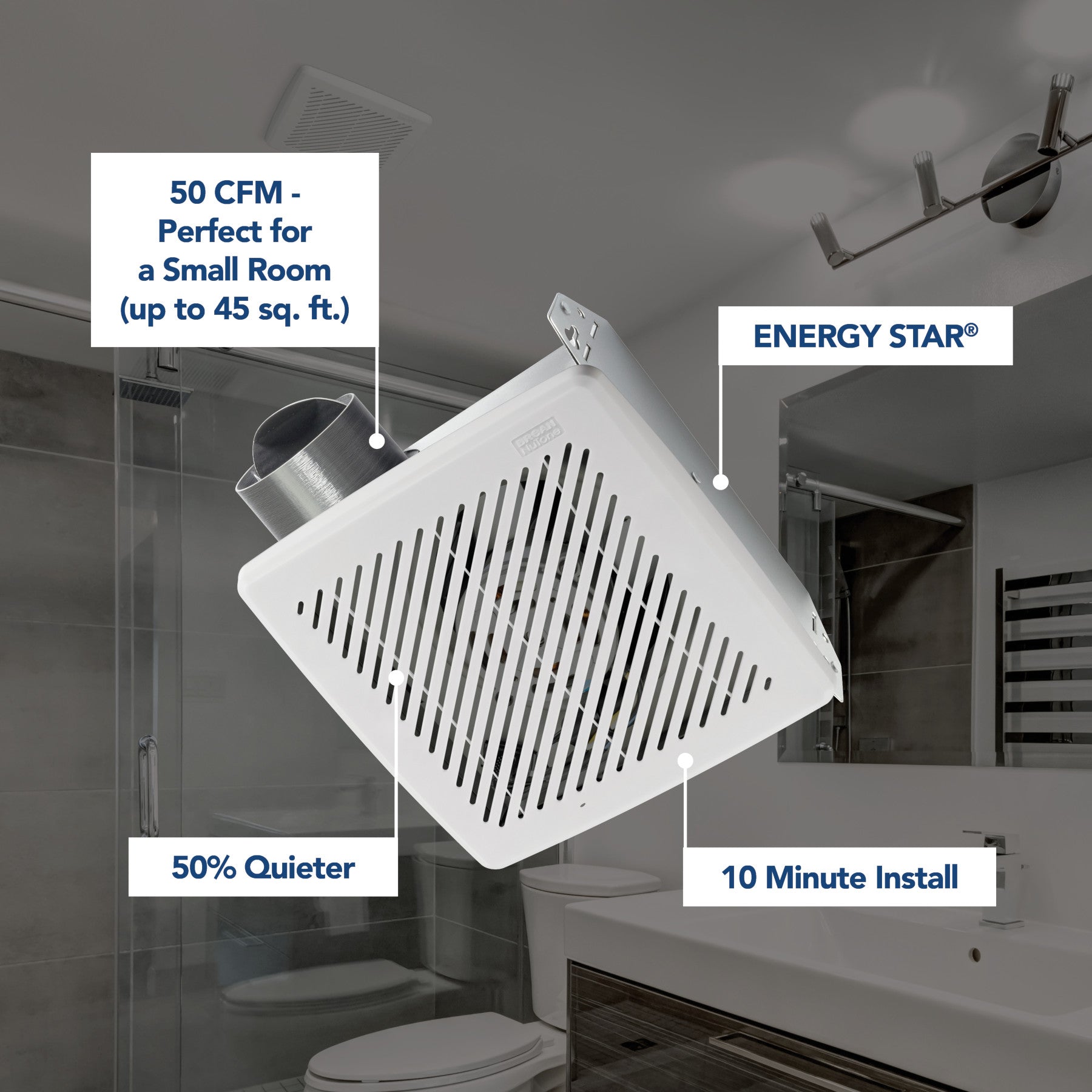 Broan-NuTone®  50 CFM Louvered Grille, Energy Star Fan, 2.0 Sones Broan Bathroom Fan
