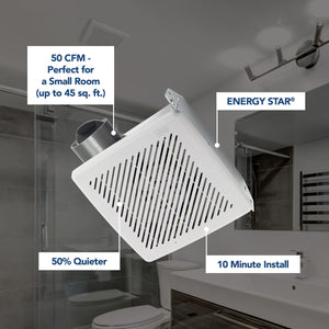 Broan-NuTone®  50 CFM Louvered Grille, Energy Star Fan, 2.0 Sones Broan Bathroom Fan