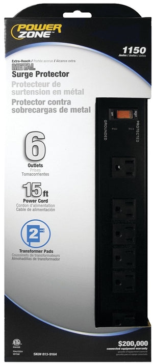 Power Bar 6 Outlet 15A 15' Black