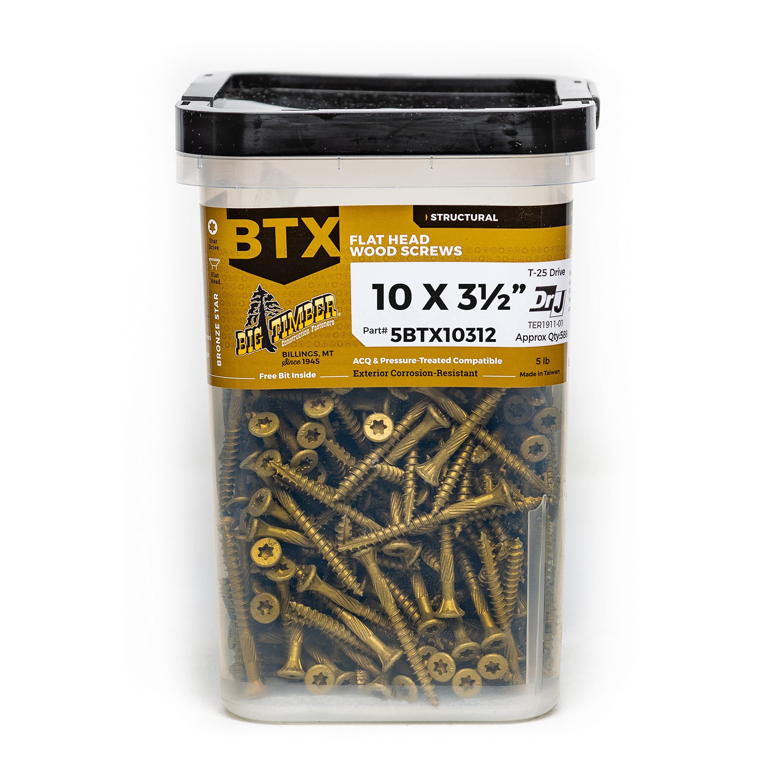 5# Bucket 10 x 3-1/2" Bronze Robertson® Flat Head (279/Bucket)