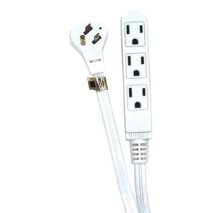 6' Indoor Light Duty Triple Outlet Flat Plug Extension Cord White 16/3