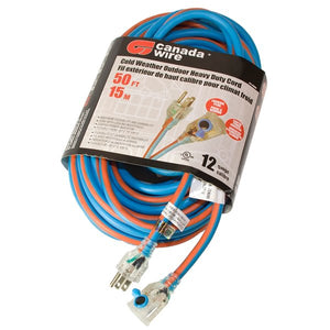 50' Heavy Duty Lighted Extension Cord Blue/Orange 12/3