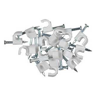 Coaxial Cable Clips, White (20/PK)