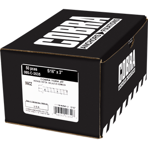 COBRATORK 5/16" X 3" ZINC PLATED BOXED (X50)