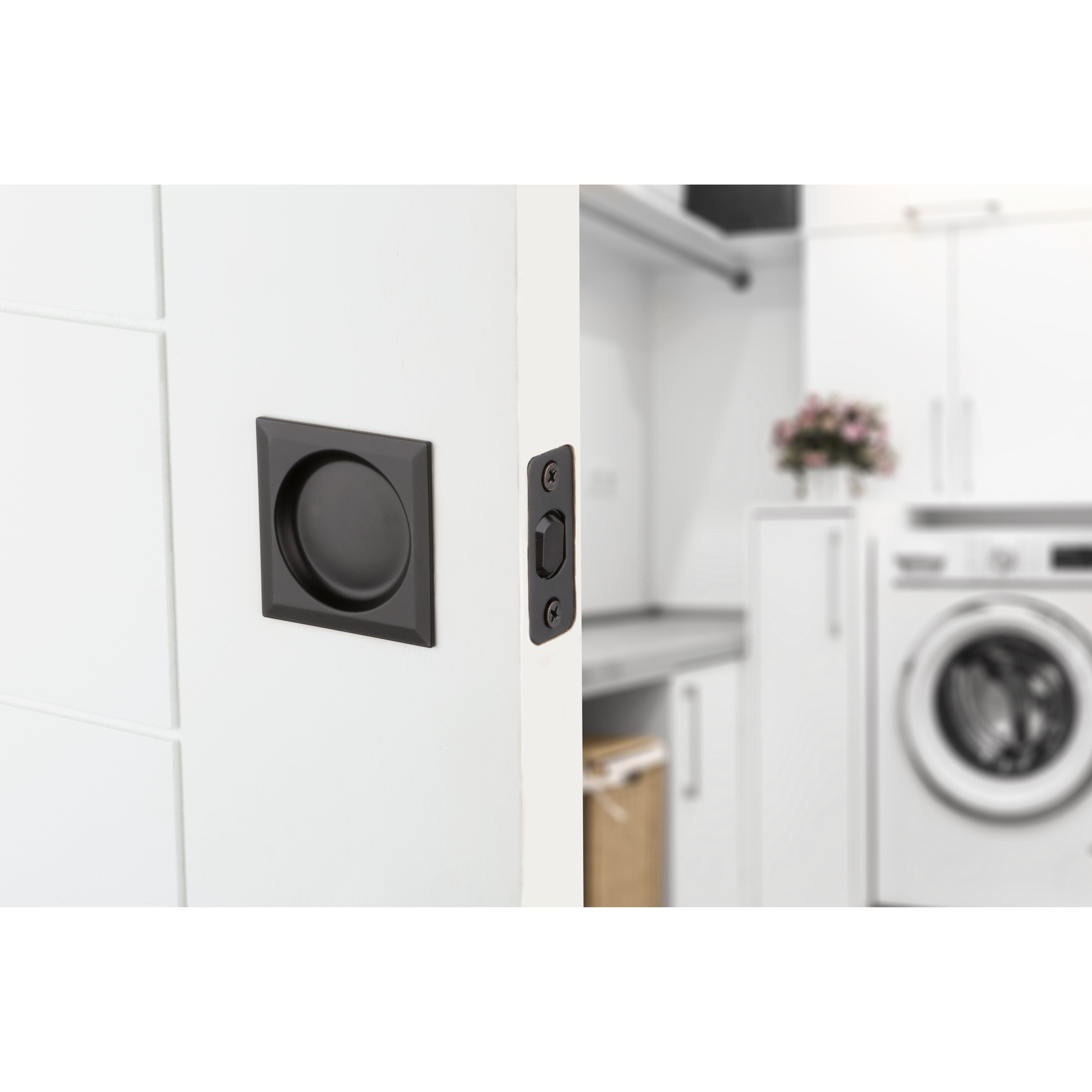 Contemporary Pocket Door Lock- Passage, Black Weiser Pocket Door Lock