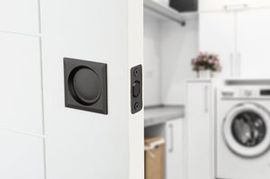 Contemporary Pocket Door Lock- Passage, Black Weiser Pocket Door Lock