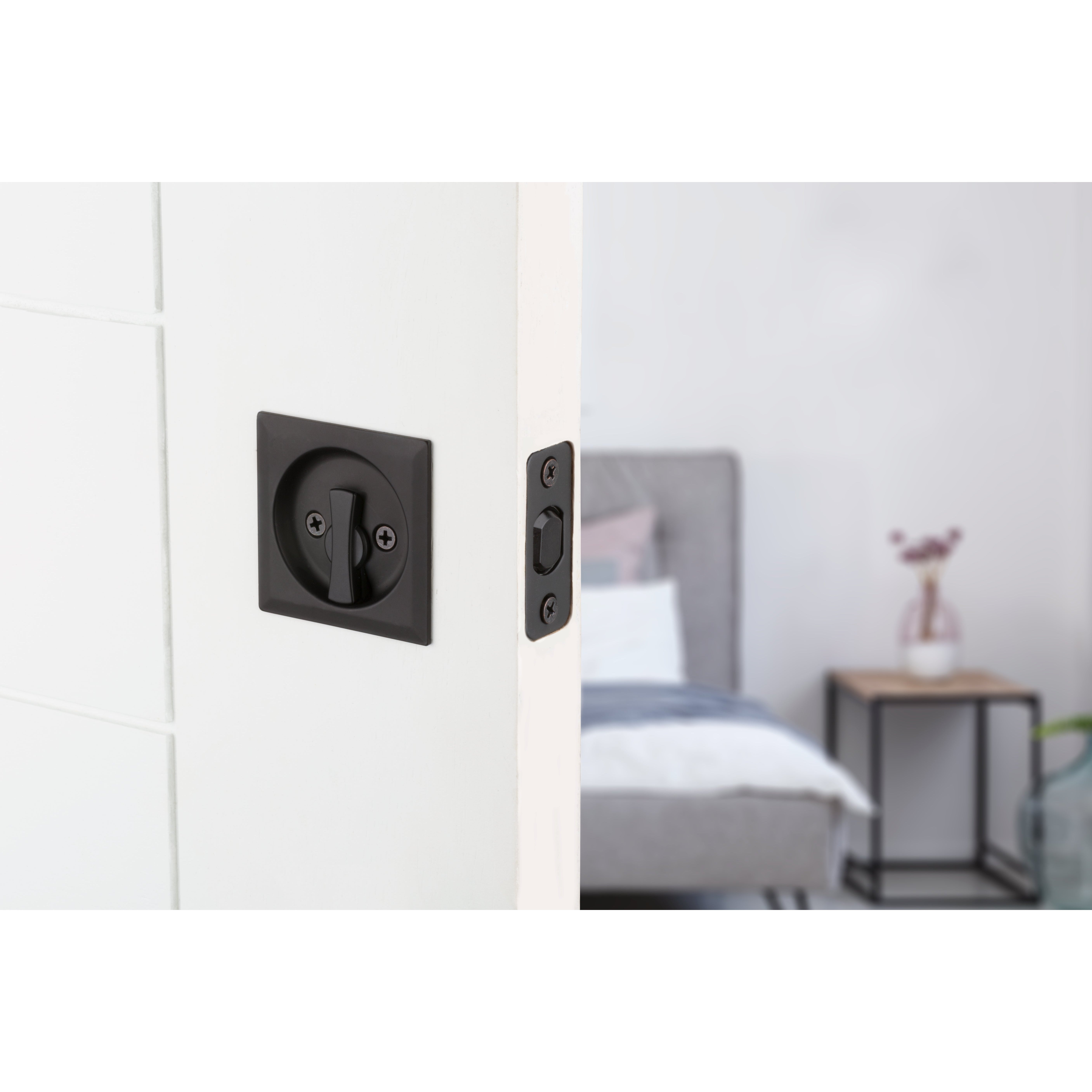 Contemporary Pocket Door Lock- Passage, Black Weiser Pocket Door Lock