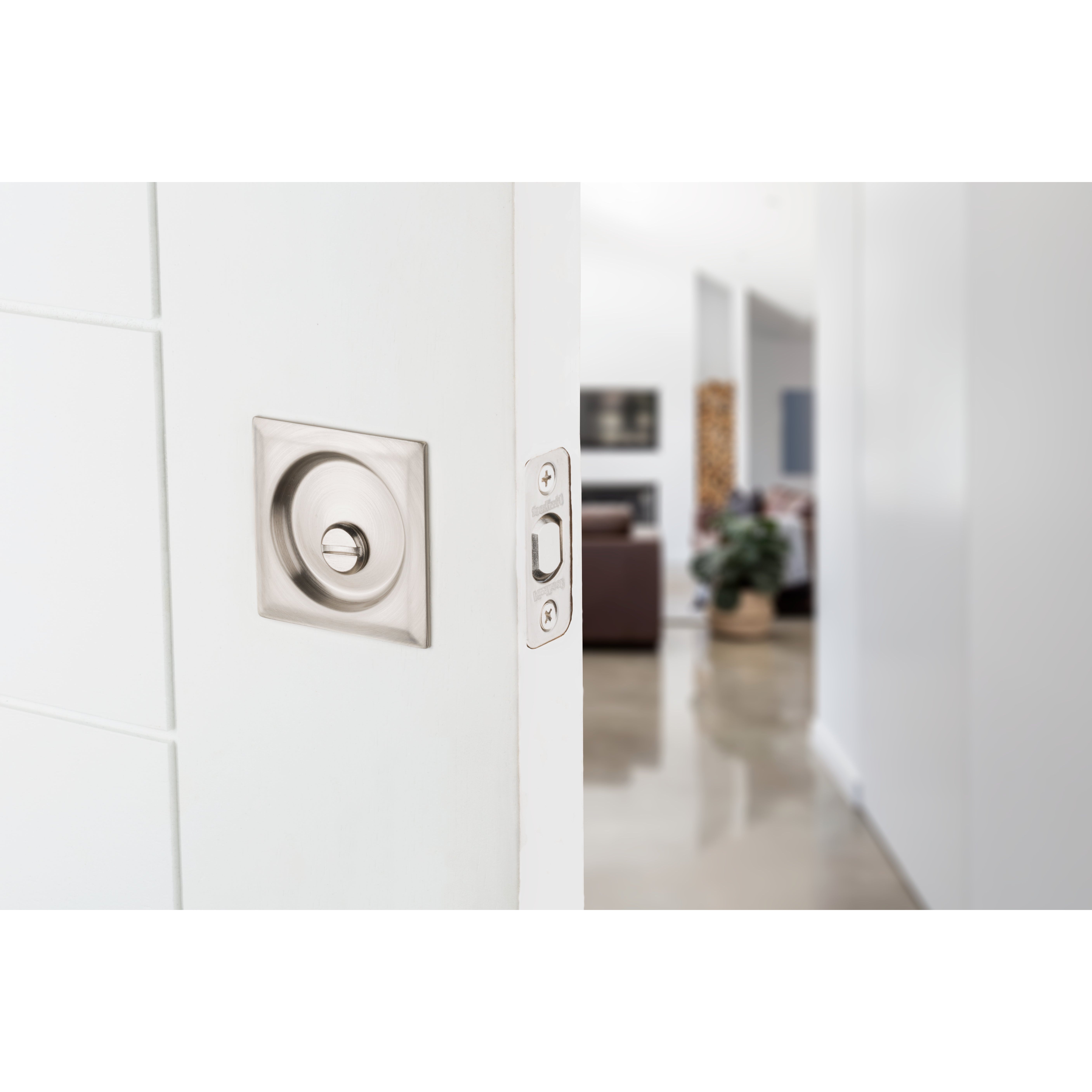 Contemporary Pocket Door Lock- Privacy, Satin Nickel Weiser Pocket Door Lock