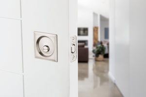 Contemporary Pocket Door Lock- Privacy, Satin Nickel Weiser Pocket Door Lock