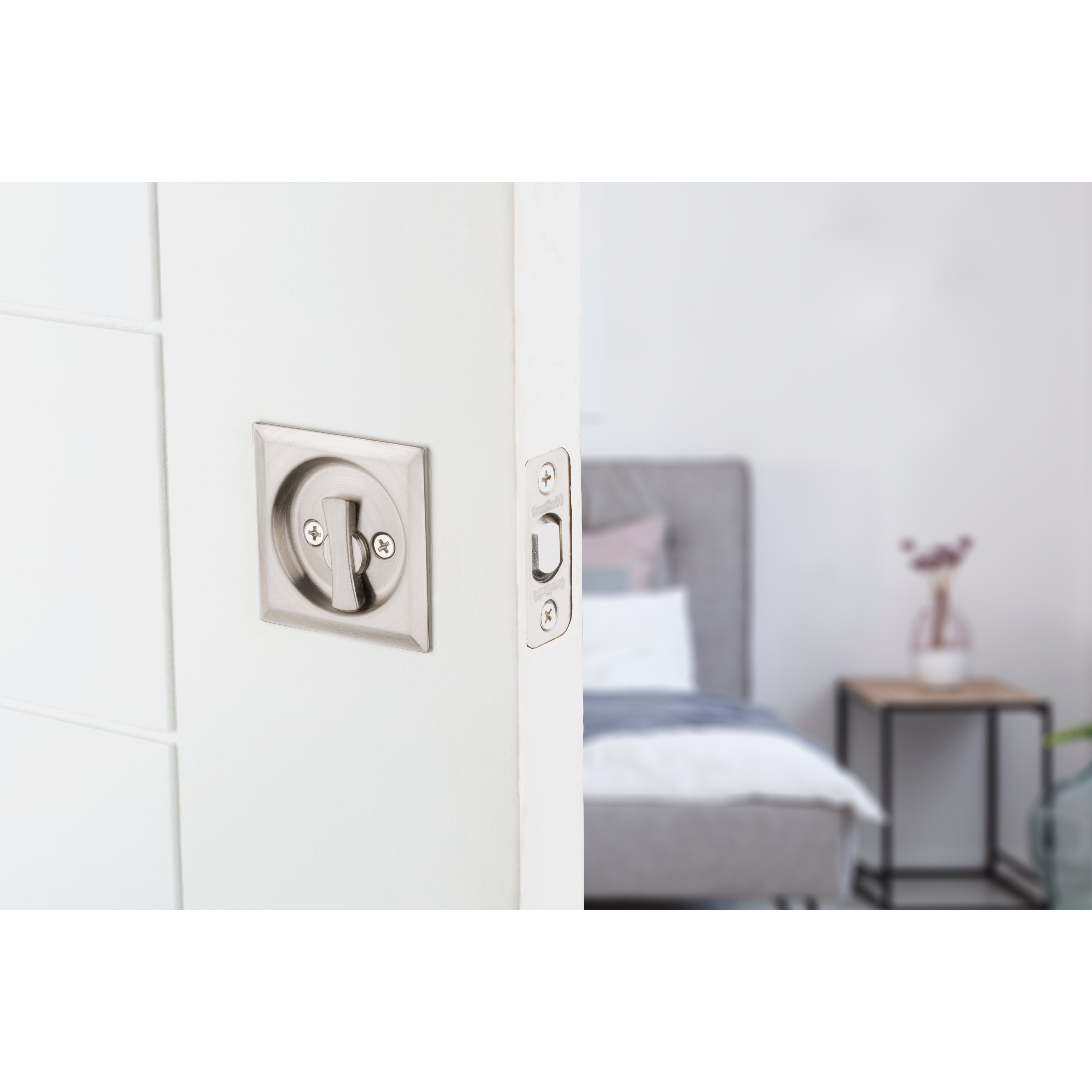 Contemporary Pocket Door Lock- Privacy, Satin Nickel Weiser Pocket Door Lock