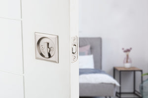 Contemporary Pocket Door Lock- Privacy, Satin Nickel Weiser Pocket Door Lock