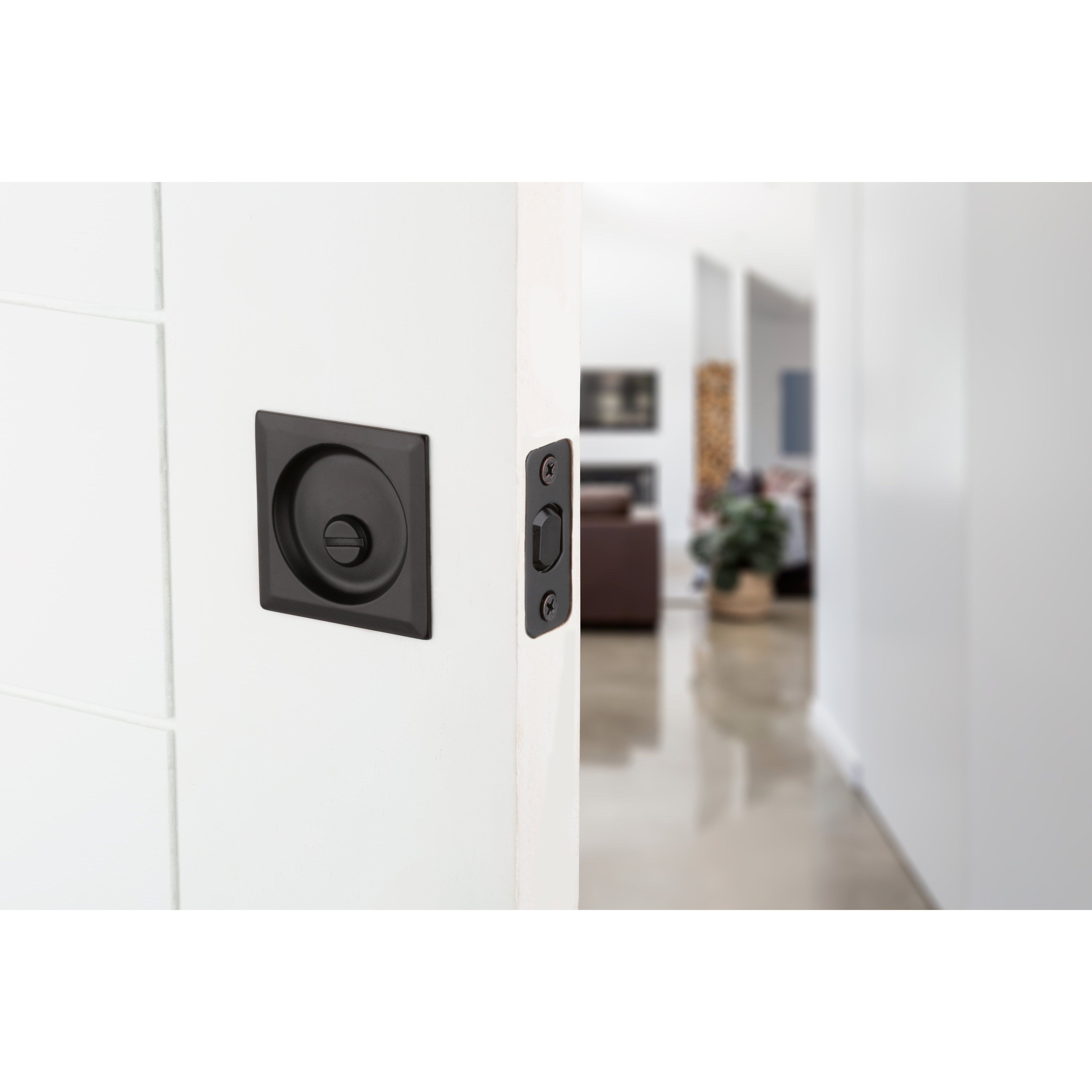 Contemporary Pocket Door Lock- Privacy, Black Weiser Pocket Door Lock