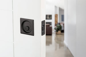 Contemporary Pocket Door Lock- Privacy, Black Weiser Pocket Door Lock