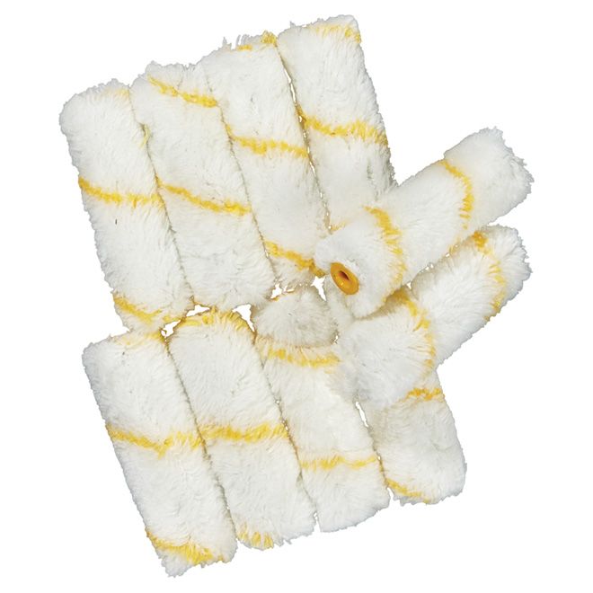 Fabric yellow stripe mini roller cover 100mm 10pk