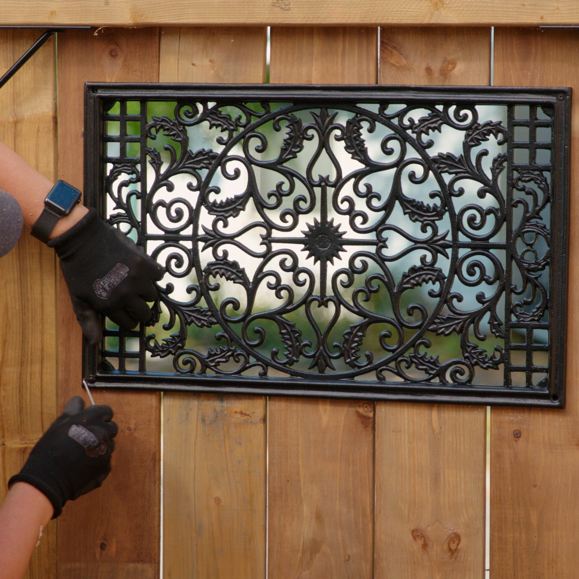 15"x24" Rectangular Black Cast Aluminum Fence & Gate Insert