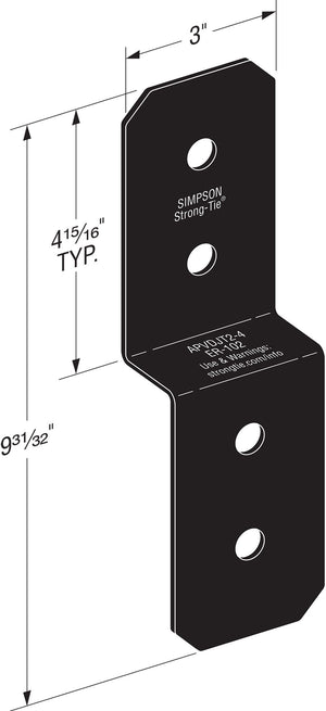 3" Deck Joist Tie for 2x ZMAX, Black