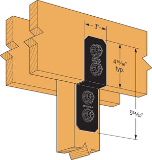 3" Deck Joist Tie for 2x ZMAX, Black