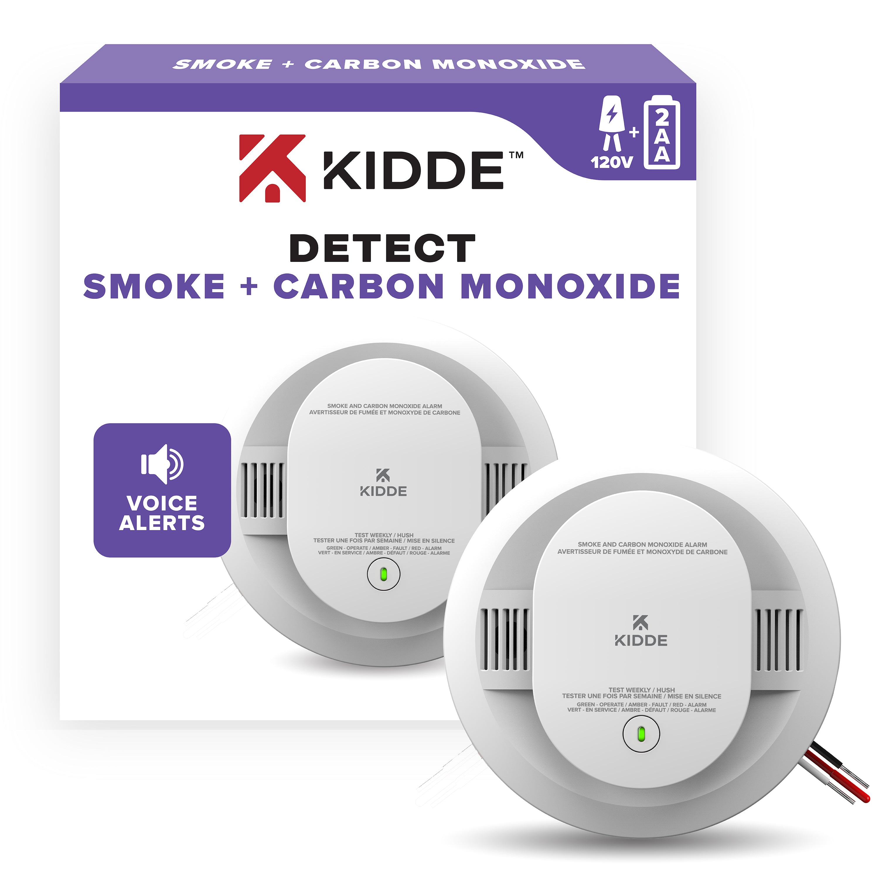 Kidde Combo Smoke & Carbon Monoxide Detector with Voice Alert - Backup Battery