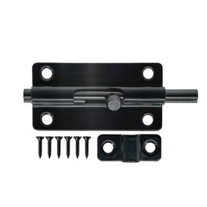 Nuvo Iron 4" Heavy Duty Barrel Slide Bolt Lock, Black