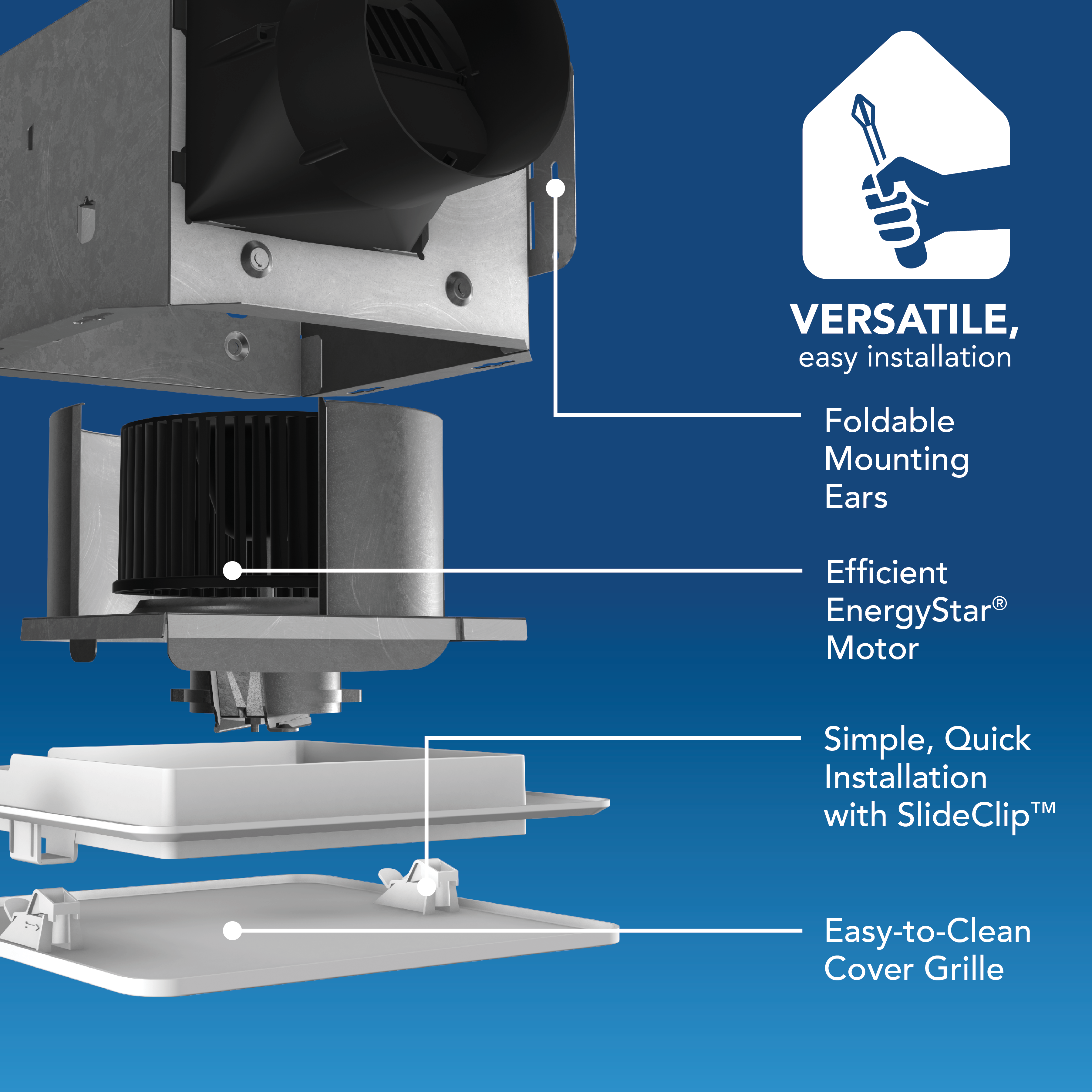 Broan-NuTone® Roomside Series 80 CFM 1.5 Sones Ventilation Fan ENERGY STAR® Broan Bathroom Fan