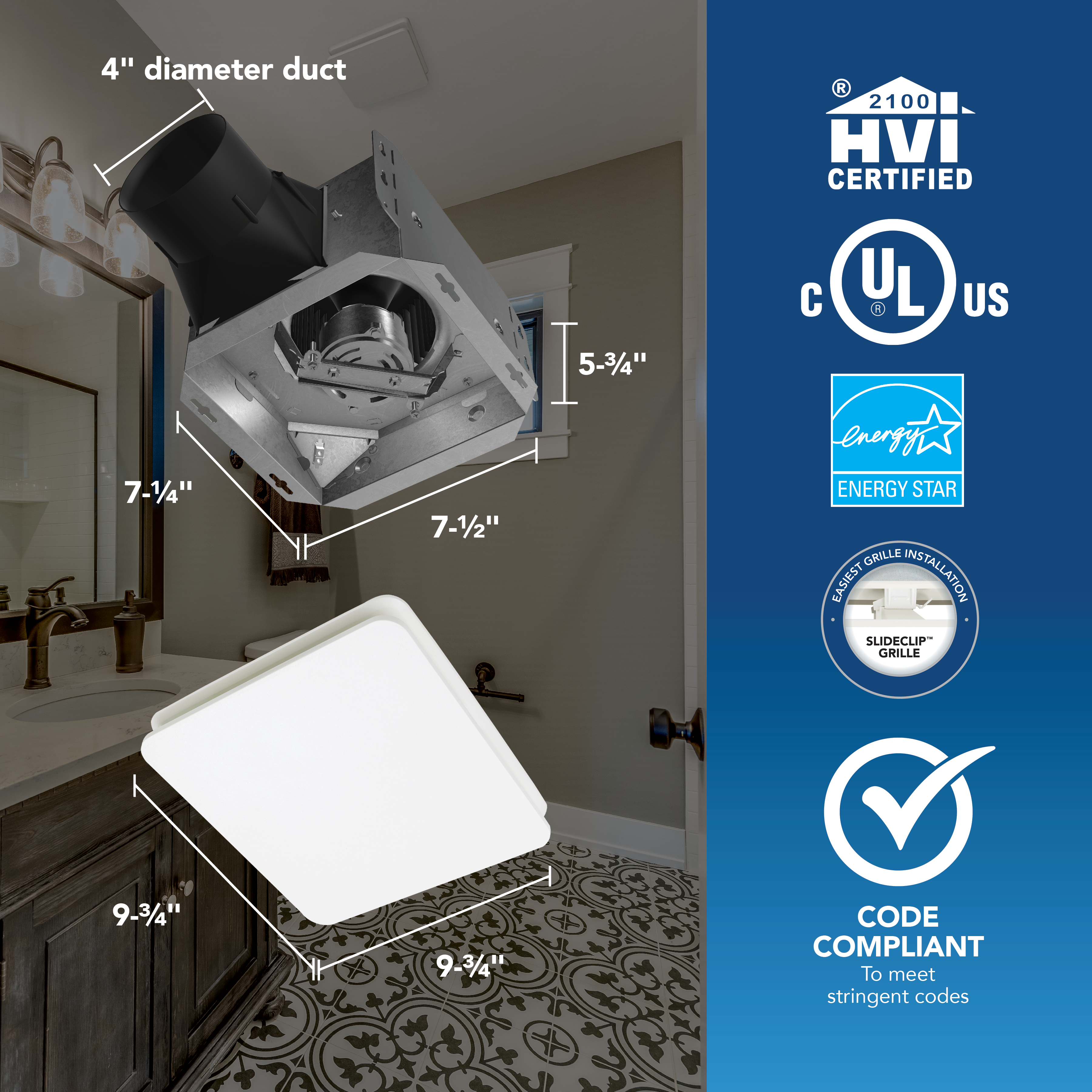 Broan-NuTone® Roomside Series 80 CFM 1.5 Sones Ventilation Fan ENERGY STAR® Broan Bathroom Fan