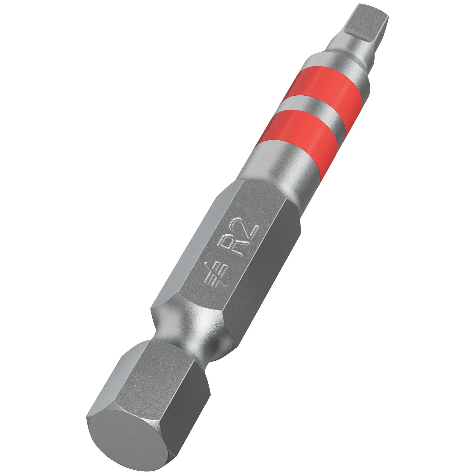 #2 Square 2″ Power Bit by Simpson Strong-Tie with red color-coded rings and R2 stamped on the industrial-grade hex shank.
