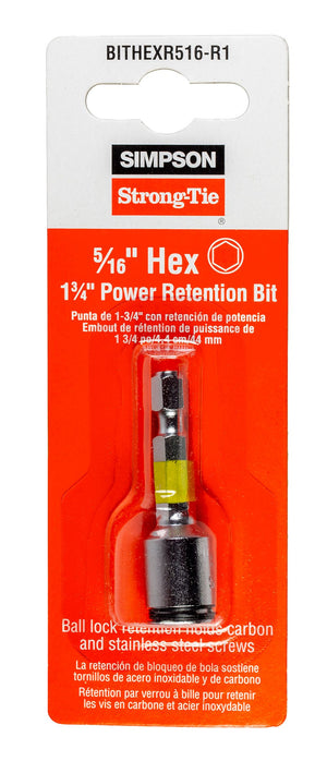 Simpson Strong-Tie® 5/16″ Hex Power Bit in industrial-grade retail packaging.