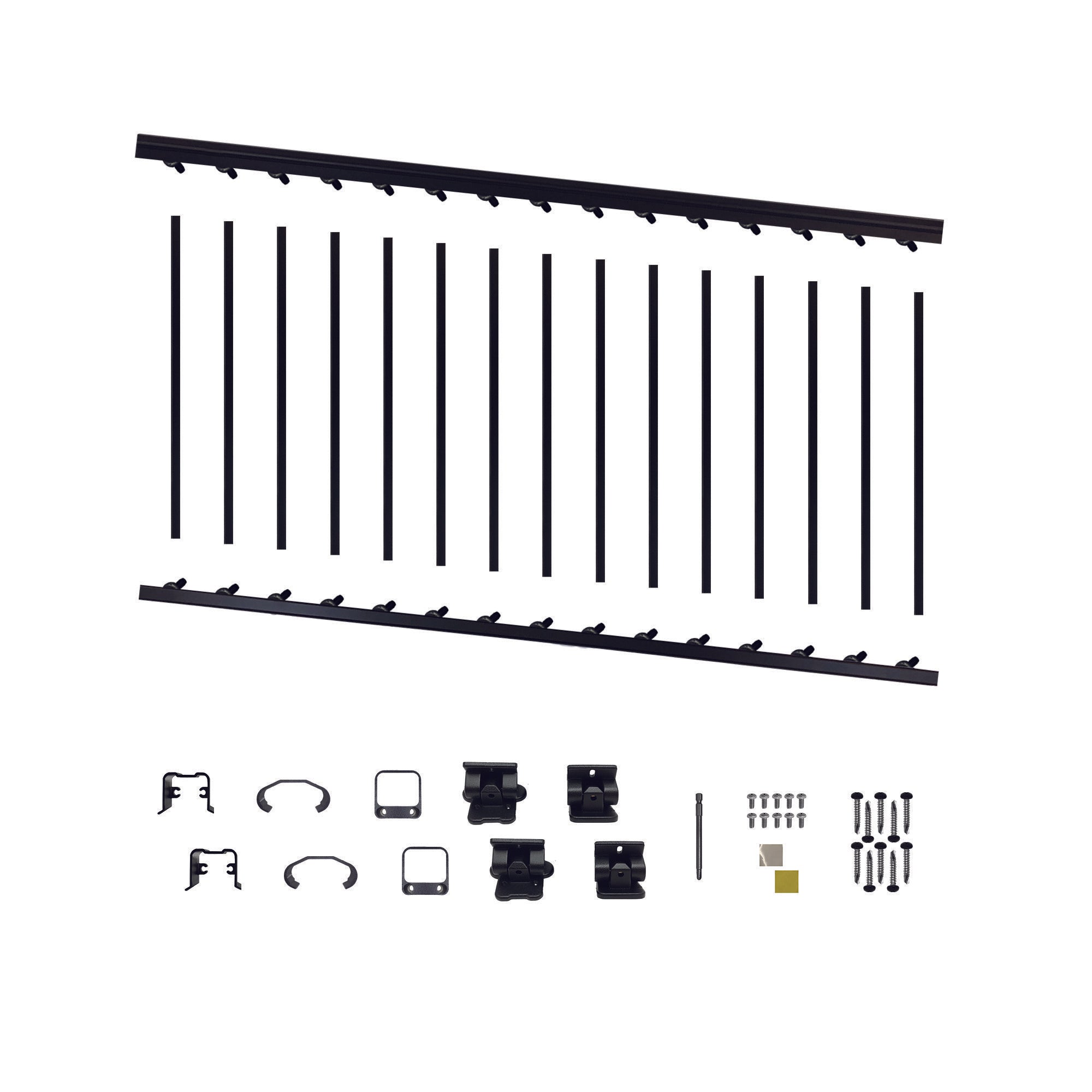 6′ Long x 42″ High Black Aluminum Deck Railing Kit