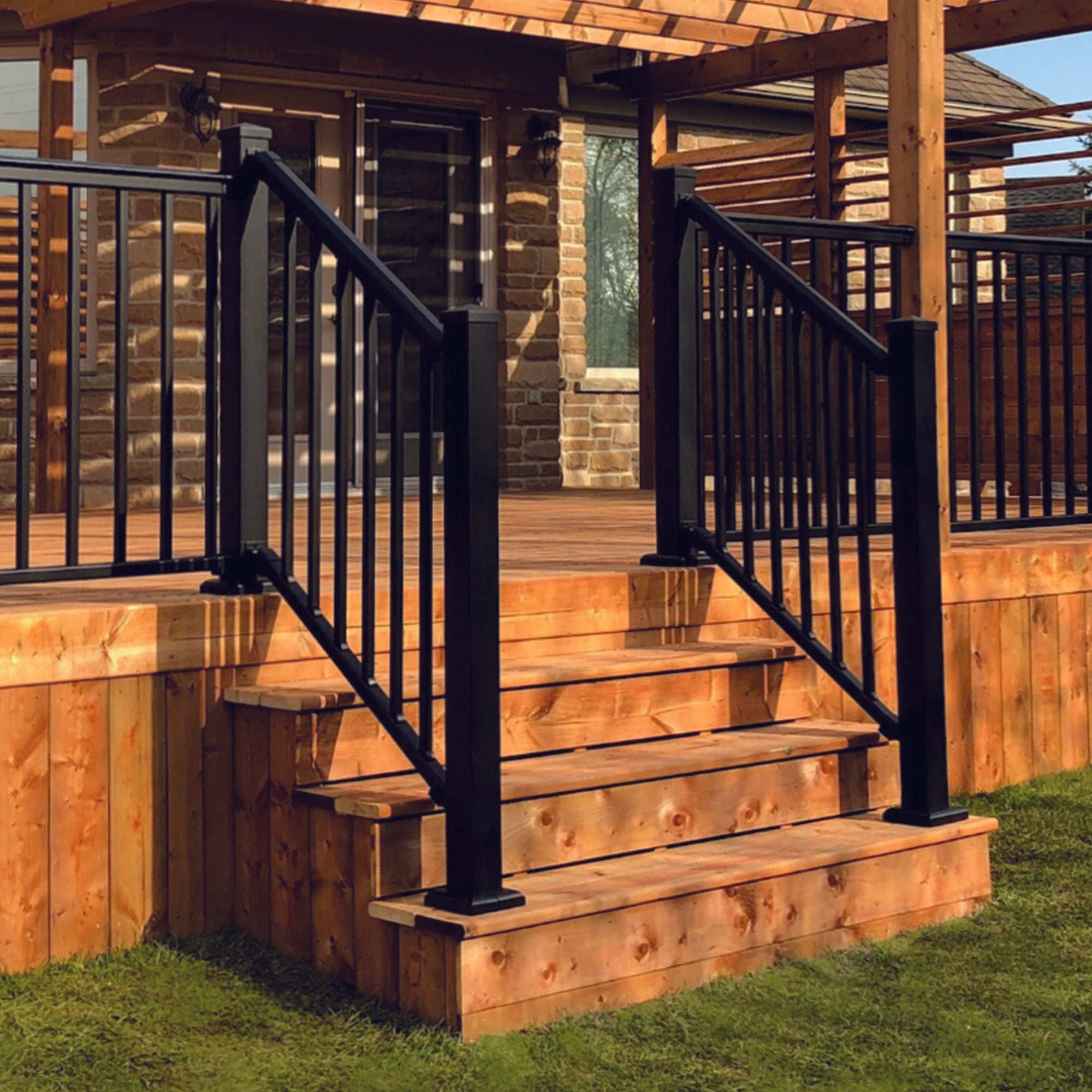 6′ Long x 42″ High Black Aluminum Deck Railing Kit