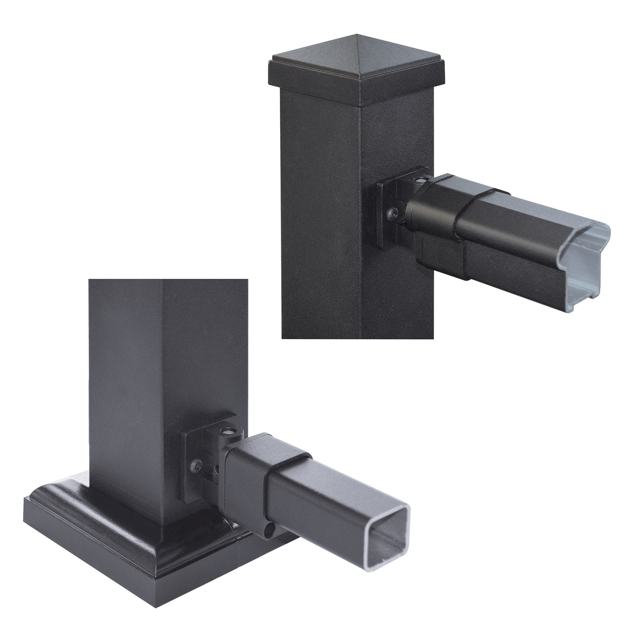 Black Universal Aluminum Rail End Swivel Bracket