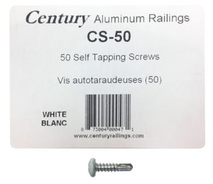 #10x3/4" Century Self Tapping TEK Screws, White (50 Pack)
