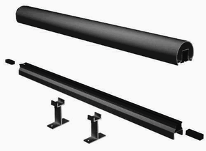 8' Century Top and Bottom Rail for 5mm Glass , Textured Black