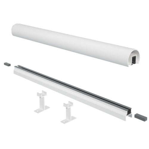 8' Century Top and Bottom Rail for 5mm Glass , White