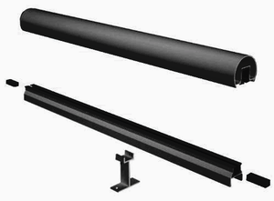 6' Top and Bottom Rail for 5mm Glass , Textured Black