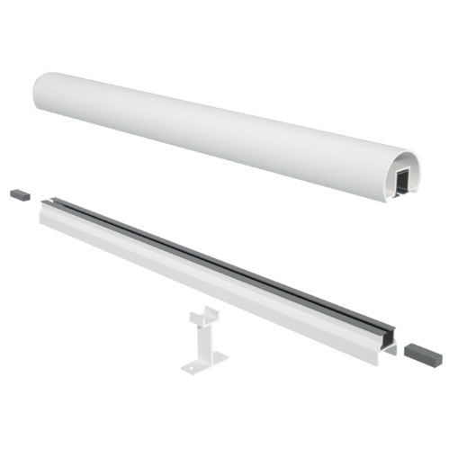 6' Century Top and Bottom Rail for 5mm Glass , White