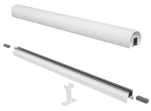 6' Century Top and Bottom Rail for 5mm Glass , White