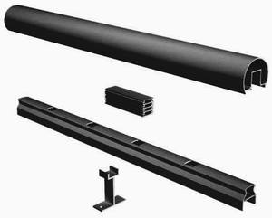 6' Century Top & Bottom Rail for 5/8" Stair Picket, Textured Black