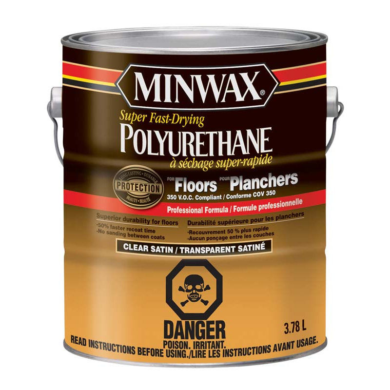 Minwax® Fast-Drying Polyurethane, Satin, Clear, 3.78 L