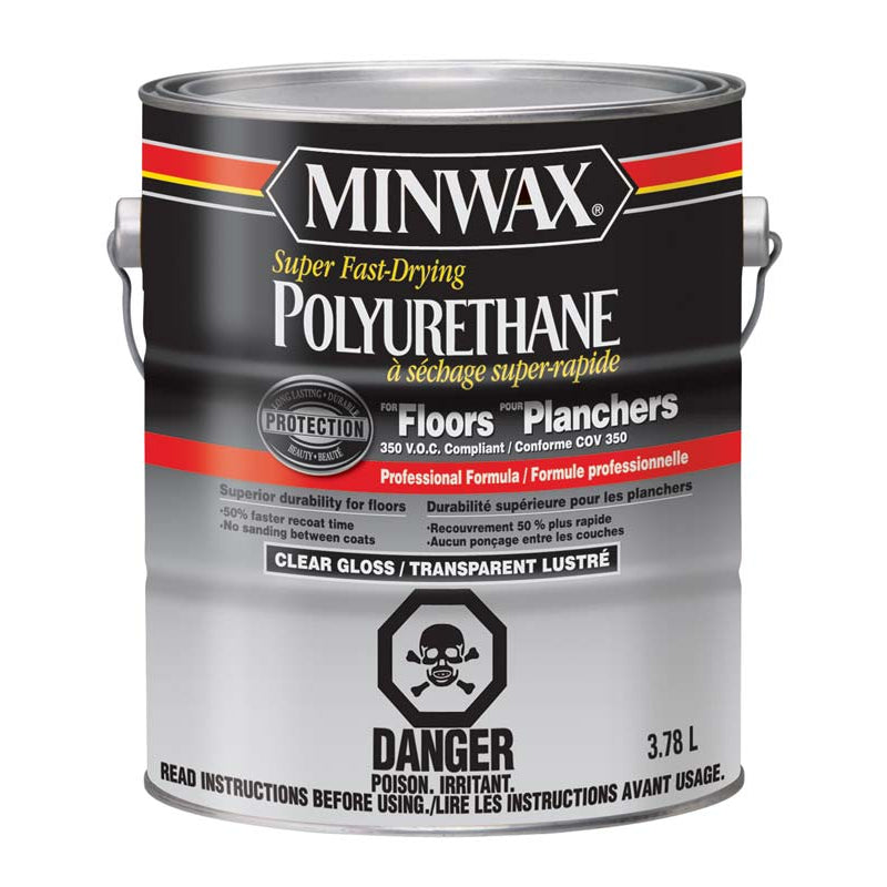 Minwax® Fast-Drying Polyurethane, Gloss, Clear, 3.78 L