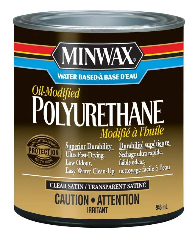 Modified Polyurethane Minwax® Water Based Oil-Modified Polyurethane, Satin, Clear, 946 mL ...