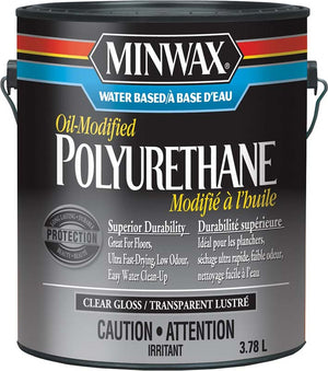 Minwax® Water Based Oil-Modified Polyurethane, Gloss, Clear, 3.78 L